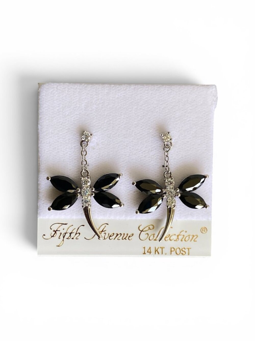 Fifth Avenue Collection "Black Dragon" Swarovski Dragonfly Earrings NWT​